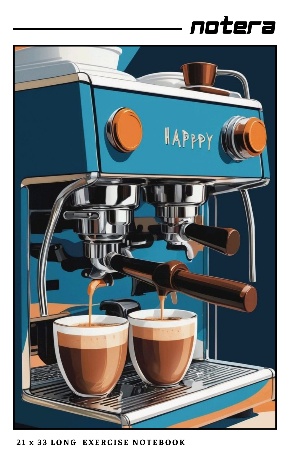 Coffee Machine Long Notebook - Front