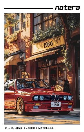 Retro Car Long Notebook - Front