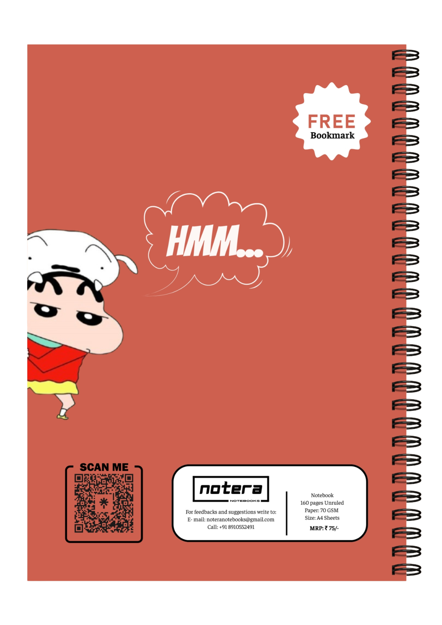Shinchan on Wheels Notebook - Back